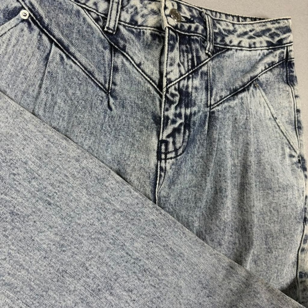 Topshop Mom Jeans Acid Wash Blue High Rise Western Yoke Tapered Leg W28 L32